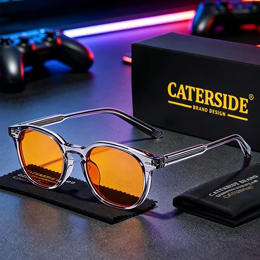 CATERSIDE Lunettes de jeu pour hommes, 99% anti-lumière bleue, film antireflet, lunettes de protection anti-lumière bleue pour femmes, idéales pour le bureau