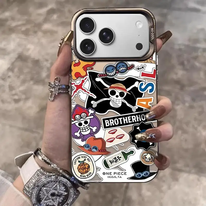 Funda de teléfono con bandera pirata de una pieza 3D para iPhone 11 12 13 14 15 16 17 Pro Max Plus mini 17promax ONE PIECE sombrero de paja cubierta para niño