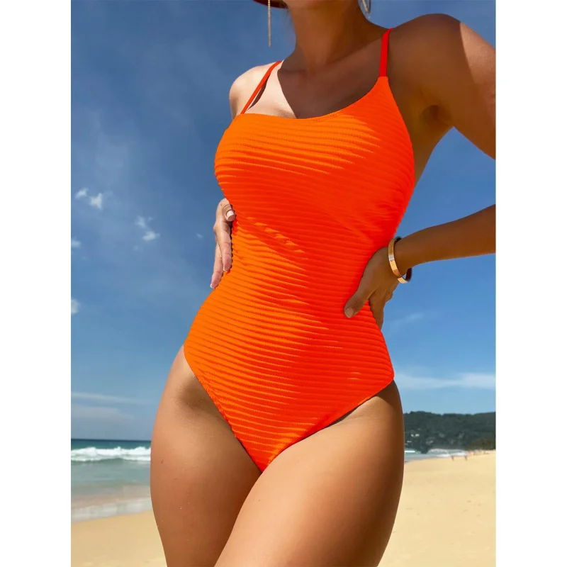 

New Conservative Spaghetti Straps One-Piece Swimsuit Women's Belly-Covering Tight Hot Spring Bikini Swimsuit