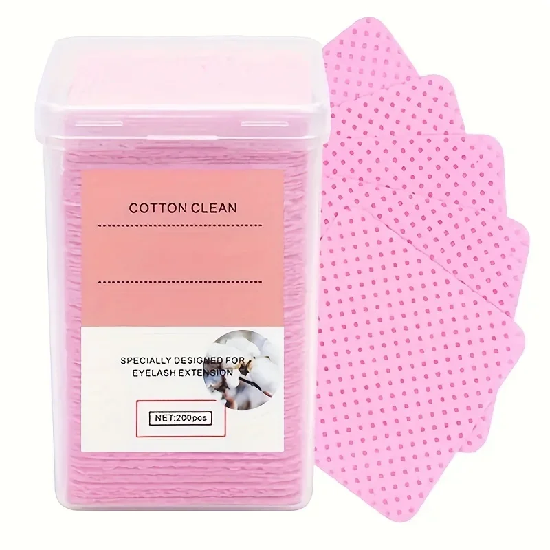ผ้าเช็ดทำความสะอาดสีเจลทาเล็บที่ไม่เป็นขุย200ชิ้นแผ่นกาวติดขนตาแบบนุ่มแผ่นผ้าฝ้ายอุปกรณ์ทำความสะอาดอุปกรณ์เล็บสำหรับเชิงพาณิชย์