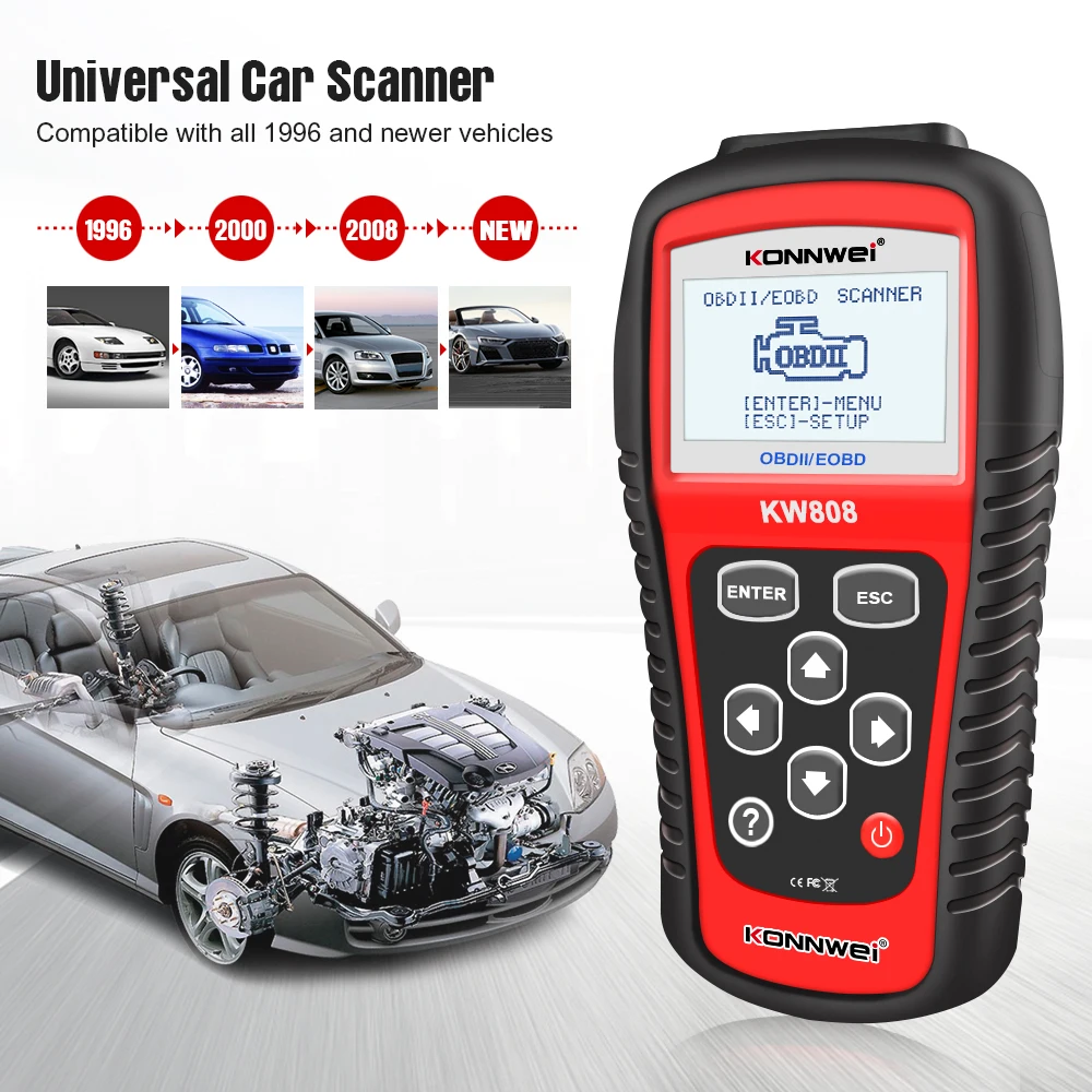 2024 Newest KONNWE KW808 OBD2 Scanner OBD2 Code Reader Engine Reset Tool EOBD/CAN OBD2 Diagnostic Tool like MS509 Autos scanner