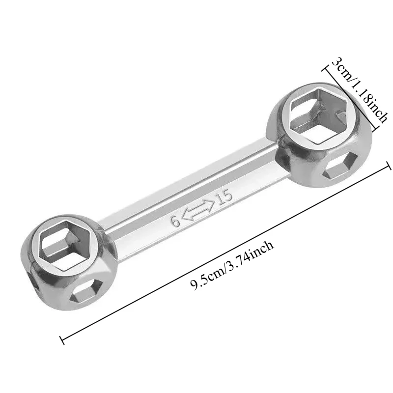 Bone Wrench Multi-Tool - Compact Aluminum Alloy Hexagon Socket with Interchangeable Sockets, Portable Repair Gadget for Bicycles
