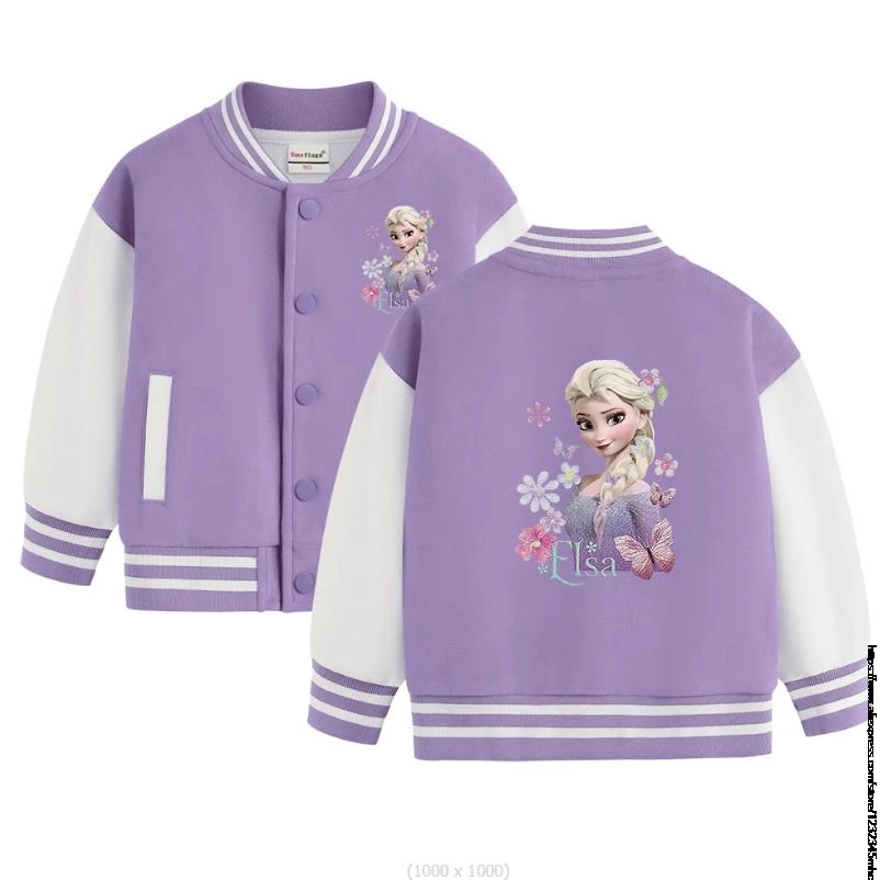 Spring Autumn Children ​Jacket  for 1-8yrs Boys Girls Frozen Elsa Cartoon Print Baseball Uniform Fashion Girl Boy Kid Coat