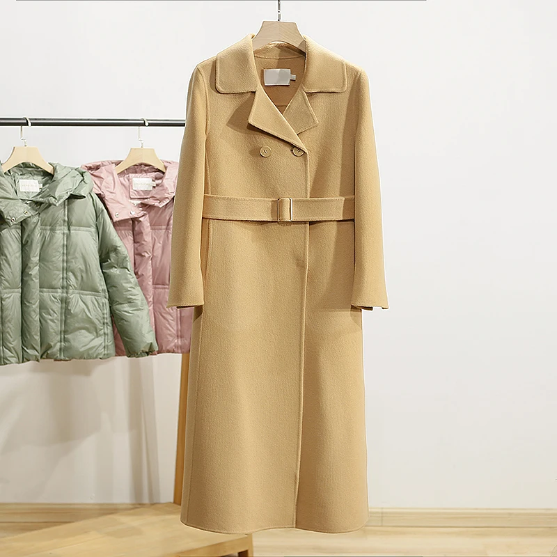 

Женское зимнее пальто XKing из двусторонней шерсти и кашемира, новая модель, уличный стиль, с длинными рукавами, средней длины, прямого кроя