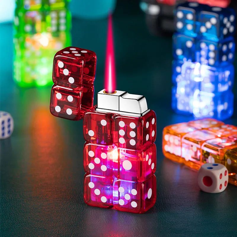 

Colored Lantern Dice Lighter Creative Personality Windproof Turbine Torch Butane Gas Lighter Smoking Accessories Lighter Gift