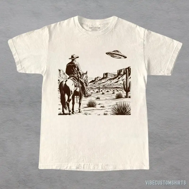 

Ufo Western Vintage Cowboy T Shirt Retro Wild West For Lovers