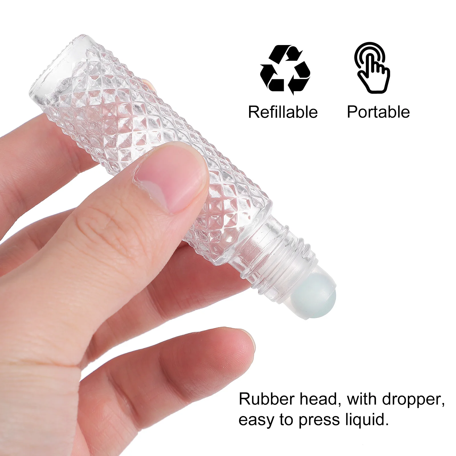 

8Pcs Anti-Slip Roller Bottles Refillable Glass Roll on Containers Essential Oil Subpackage Storage Travel Perfume Holders