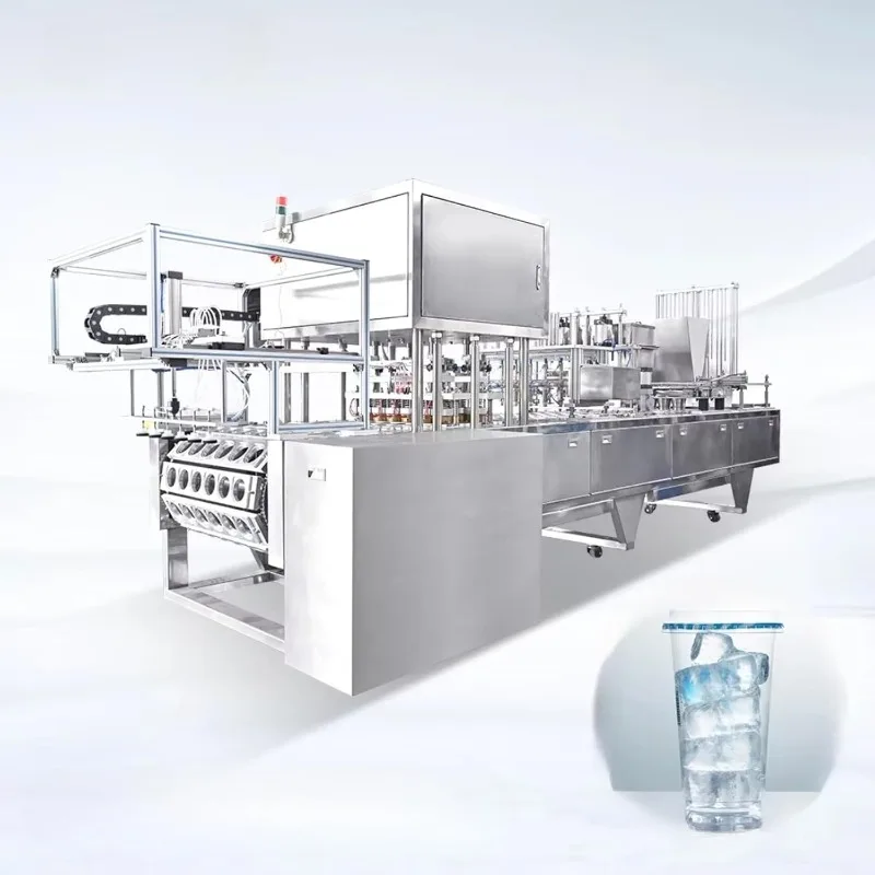 Automatic Plastic Cup Ice Filling Sealing Machine Continuous Ice Cup Packaging Production Line Customized
