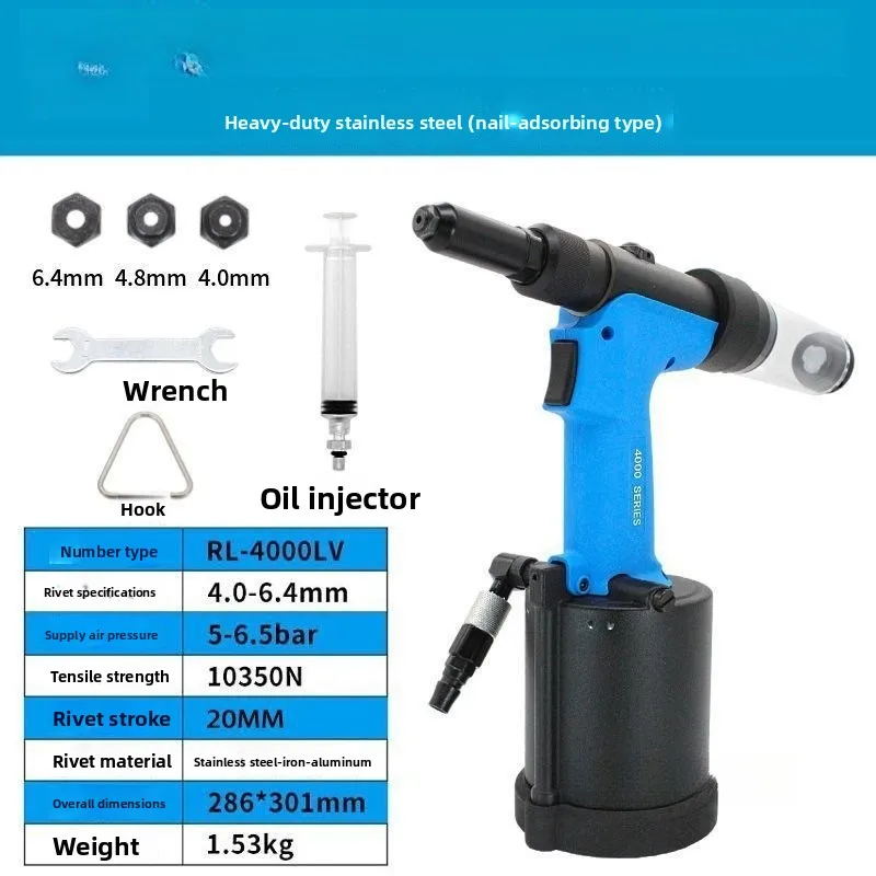 Pistola rivettatrice pneumatica a due griffe, tipo chiodatrice, pinza rivettatrice industriale per rivetti ciechi, macchina rivettatrice