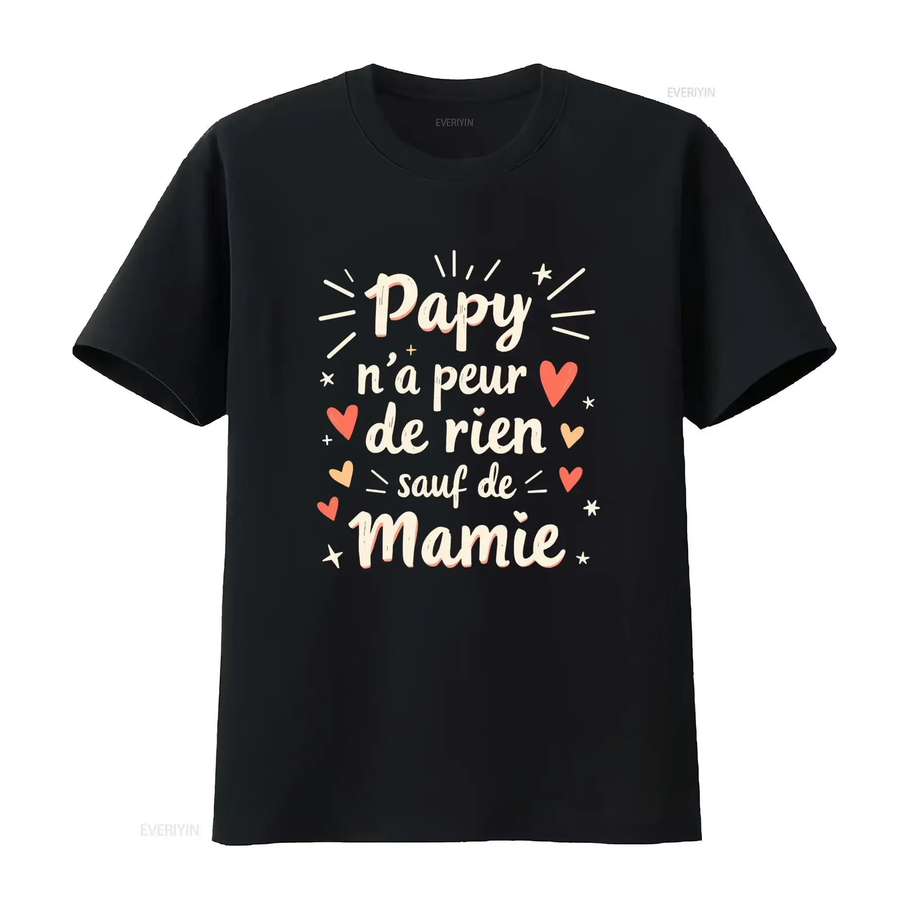 T Shirt Homme Drôle avec Citation Papi N'A Peur de Rien Léger Décontracté Col Rond Idéal pour l'Été vintage Washed graphic