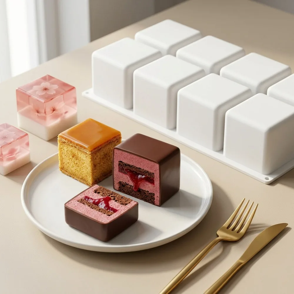 

6 Cavity Cube Candle Silicone Molds Handmade 3D Square 13inches Soap Candle Plaster Mold Ice Mousse Cake Chocolate Making Tool