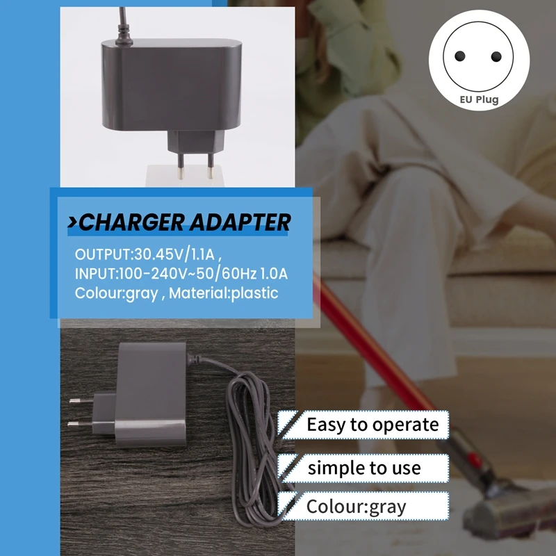 Charger for Dyson V10 V11 Vacuum Cleaner Power Cord Adapter Replaceable Parts EU Plug