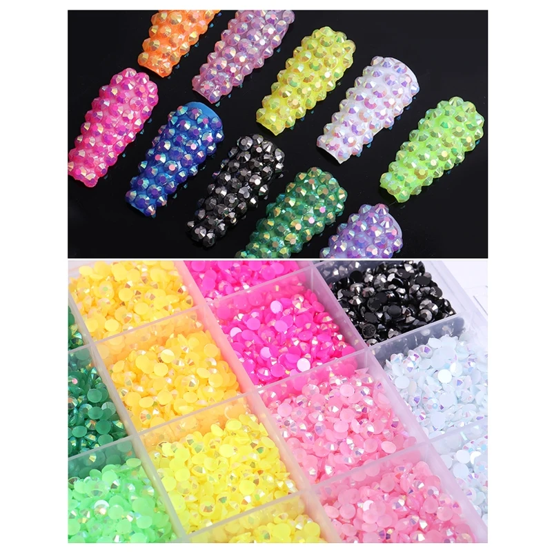 RXJC Nails Jewelry AB for Rhinestone Flat Bottom Nair Art Accessories for DIY Art