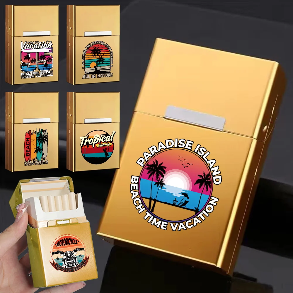 

Aluminum Shell Cigar Organizer Box with Magnetic Buckle Dustproof Portable Cigarette Case Fashion Accessories Holiday Pattern