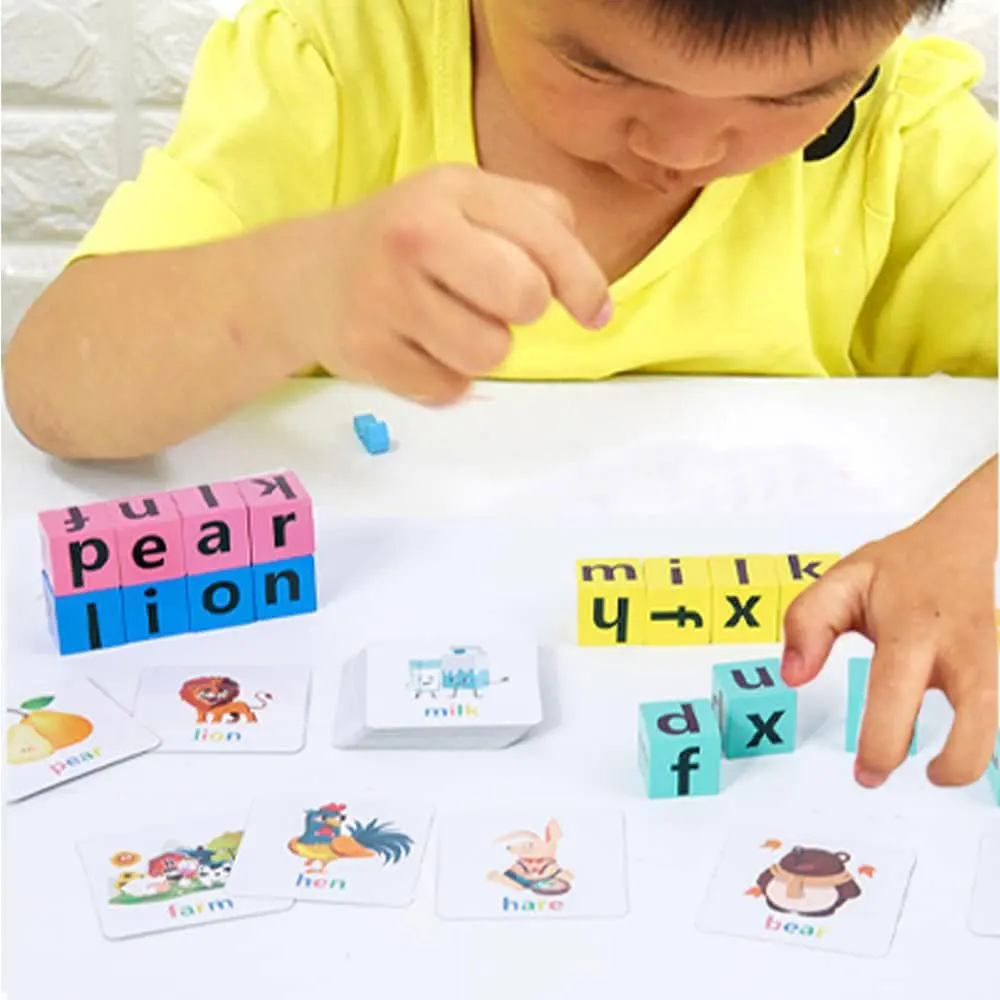 Matching Letter Game Kids Toys Alphabet Puzzles Flash Card Montessori Toy Crossword Puzzl Spelling Game Word Games Wooden Blocks