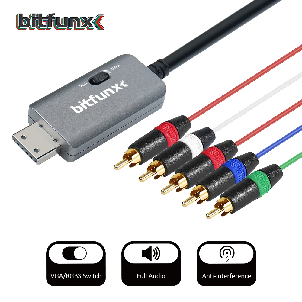 Bitfunx RGBS VGA to Component Video Audio Cable High Quality Compatible All DC Games for SEGA DreamCast Game Console