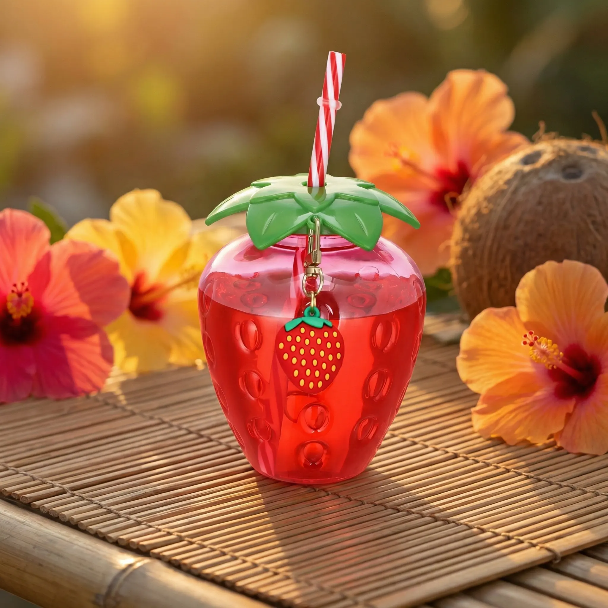 4 tazas con forma de fresa, adorables tazas para bebidas de frutas, colores brillantes, para San Valentín, bodas, fiestas en Hawái, tazas para bebidas de verano