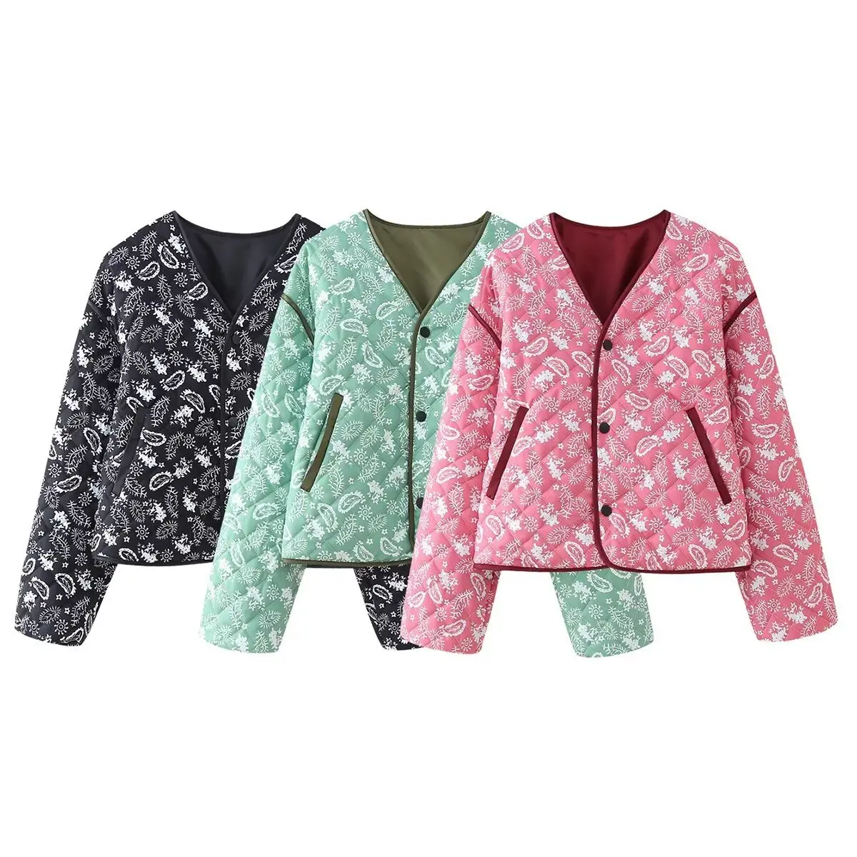 

Summer New V Neck Printed Thin Cotton Coats 24 Cc European And American Style Women's Fashion Wholesale