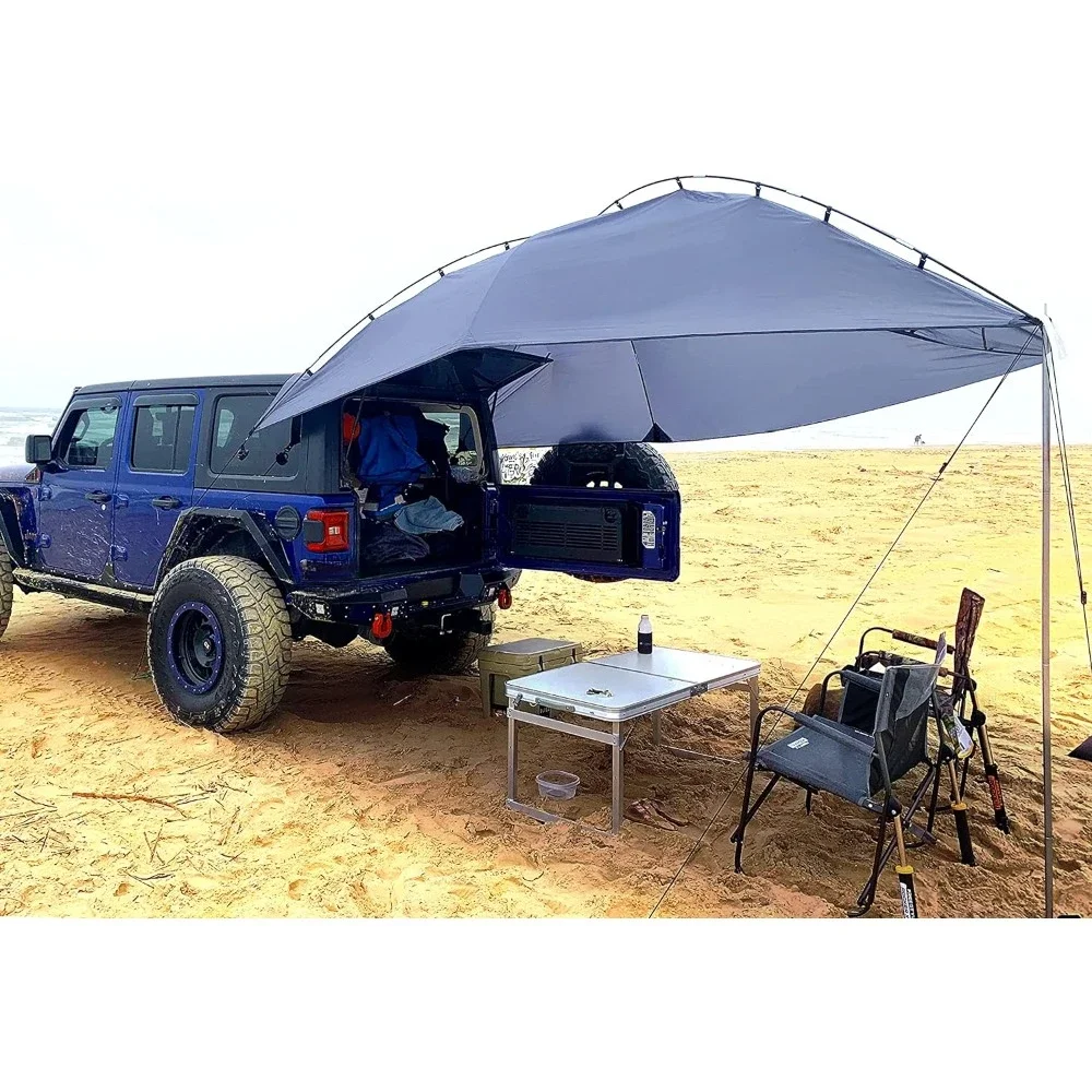 

Awning, Versatility Camping Tent and Overlanding Portable Teardrop Awning Canopy Tear Resistant Tarp with 2 Sandbag, Awning