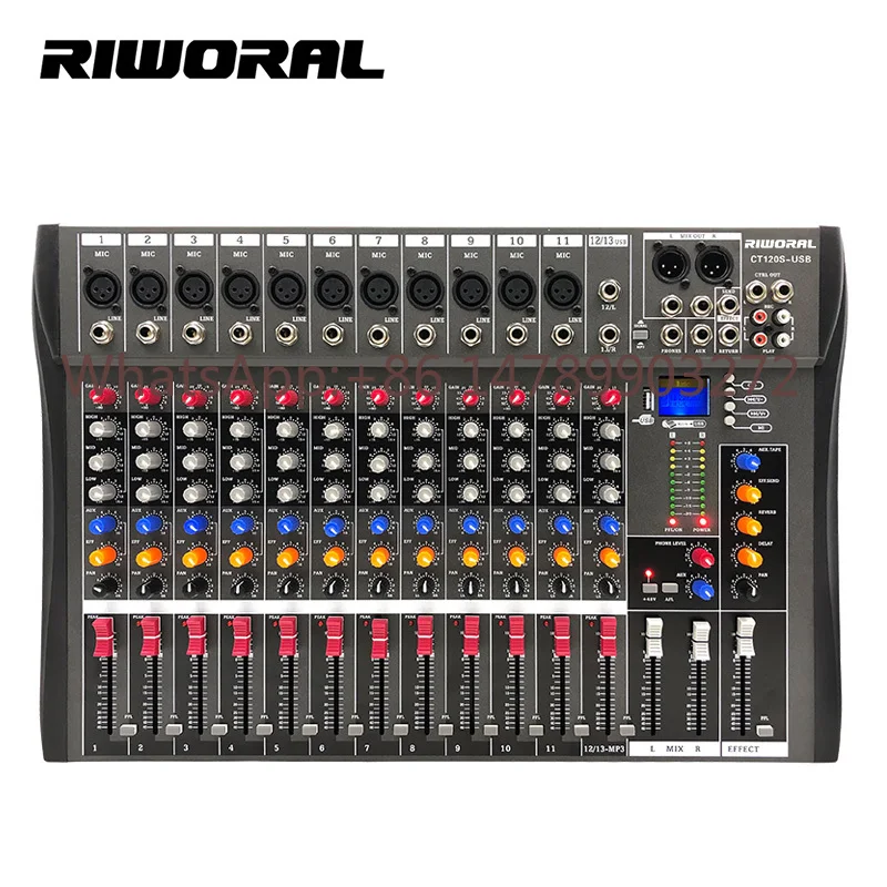 Mesa de Som Digital Profissional CT120S com 12 Canais, Mixer de Áudio, Efeitos DSP e Controlador de Palco para DJ