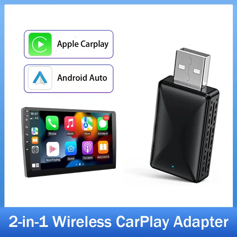 유선 CarPlay를 무선으로 변환하는 2in1 어댑터, USB 플러그 앤 플레이 방식으로 OEM 카 스테레오에 호환 가능