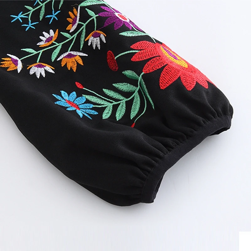 V-Neck Long Sleeve Elegant Embroidery Dress Women\'s Clothing Autumn Winter Fashion Loose Solid Color All-match Midi Dresses