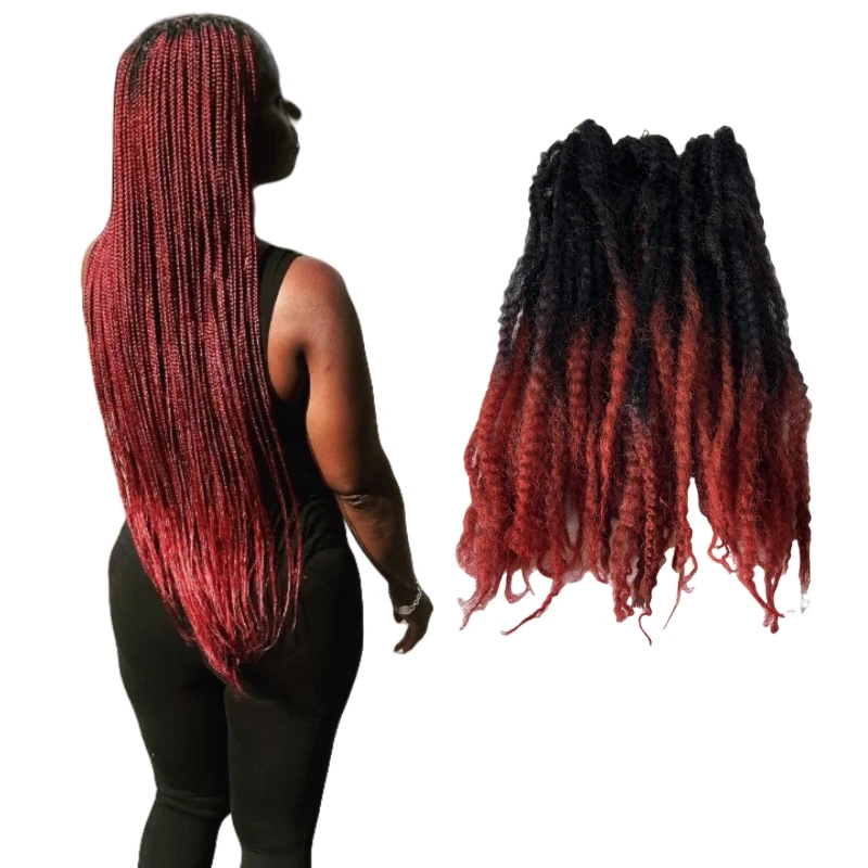 10 Packs Two Tone Ombre Color Black Red Marley Braids Synthetic Hair Extensions for Black Woman