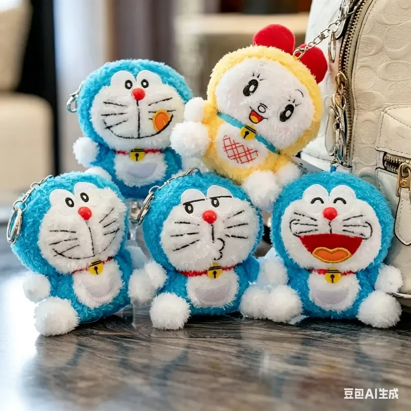 Llavero de Peluche Doraemon Dorami, Figura de Anime de Dibujos Animados, Muñeco de Peluche, Colgante para Mochila, Suave Peluche, Soporte para Llaves, Regalo