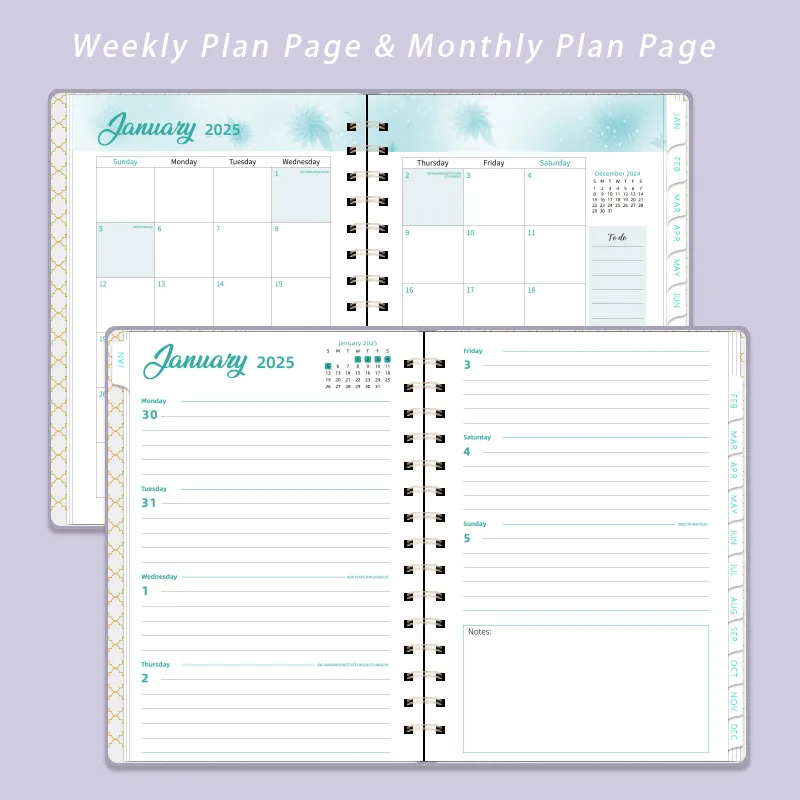 140 Pages Notebook Diary 2025 Plan Schedule Strapped Notebook Calendar Weekly Notebook (2025.1-2025.12)