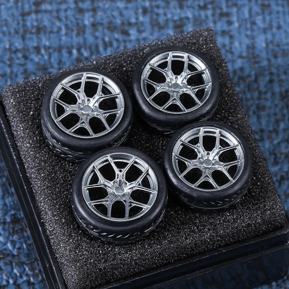 Kicarmod 1/64 Harzräder mit Gummireifen für Druckgussmodell, deutsche Sportwagenteile, RacingToy, 4-teiliges Set – Detail 37