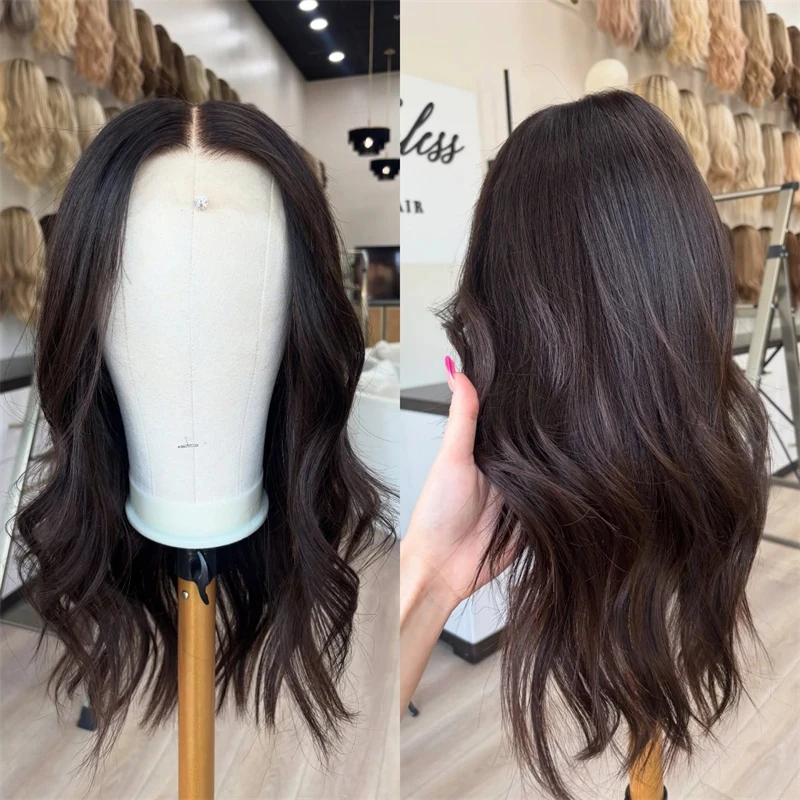 

Women's Wig Premium Fibre Synthetic Wig Dark Brown HD Lace Front Wig Short Wave Bob Natural Preplucked Hairline with Baby Hair