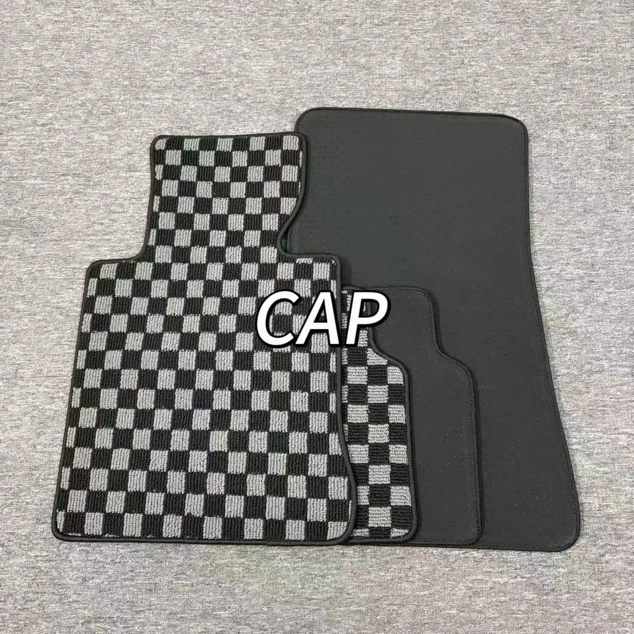 Custom Car Floor Mats for BMW 3 Series E46 4-Door LHD, Luxury Plush Fabric, Classic Checkered Pattern, All-Weather Protection