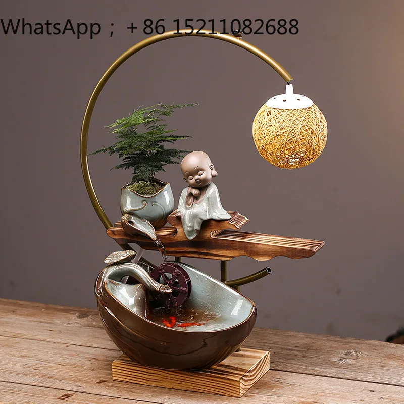 LLY flowing water ornament lucky water wheel fountain living room desktop office circulation ceramic creative zen opening gift