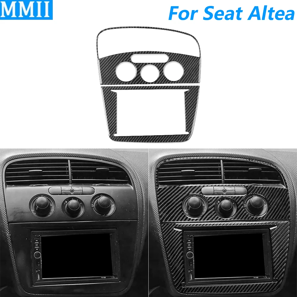 

For Seat Altea 2004-2008 Carbon Fiber Central Control Air Conditioning Vent Outlet Radio CD Panel Cover Car Accessories Sticker