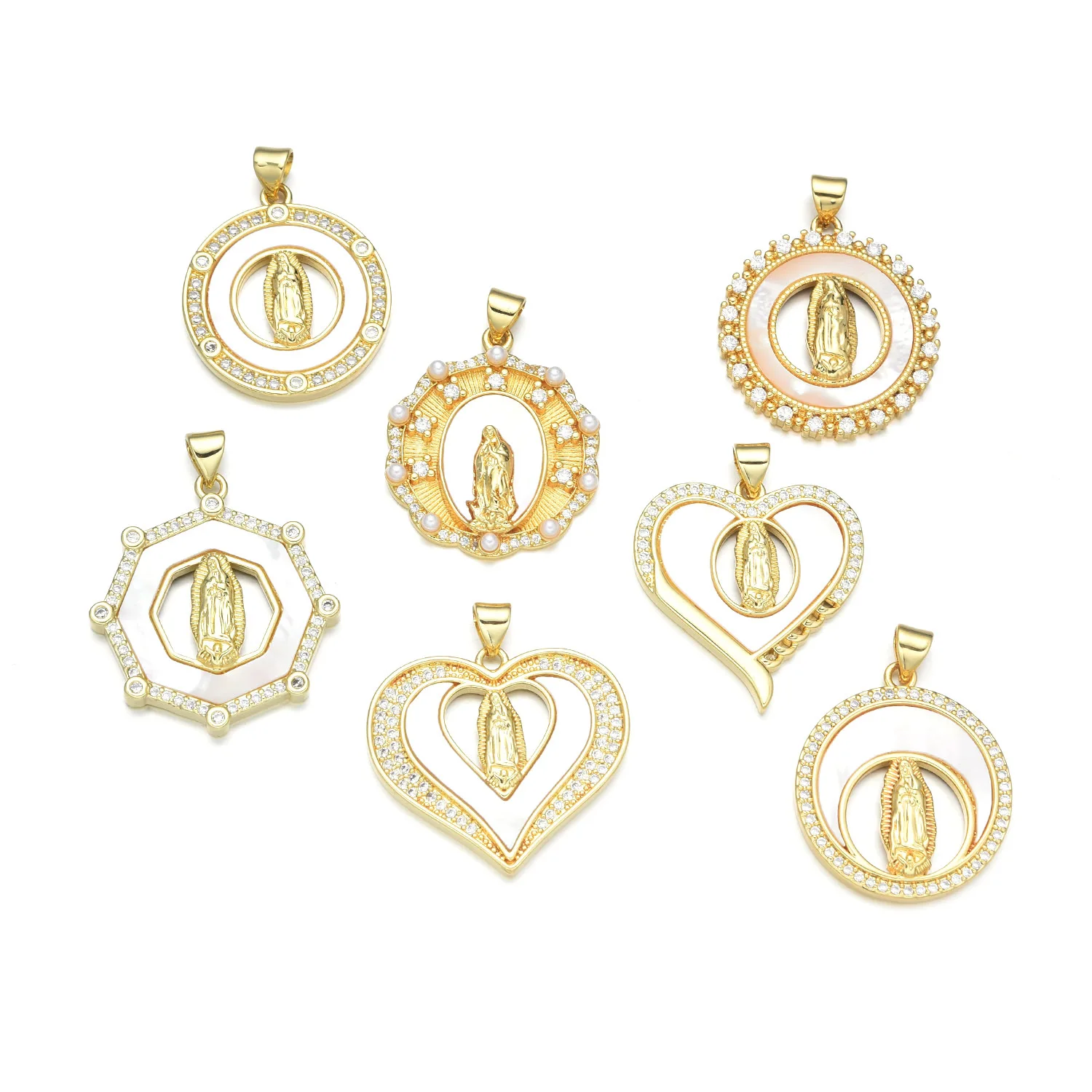 5pcs Europe and The United States Retro Shell Madonna Love Necklace Pendant Accessories DIY Jewelry Making Materials Wholesale