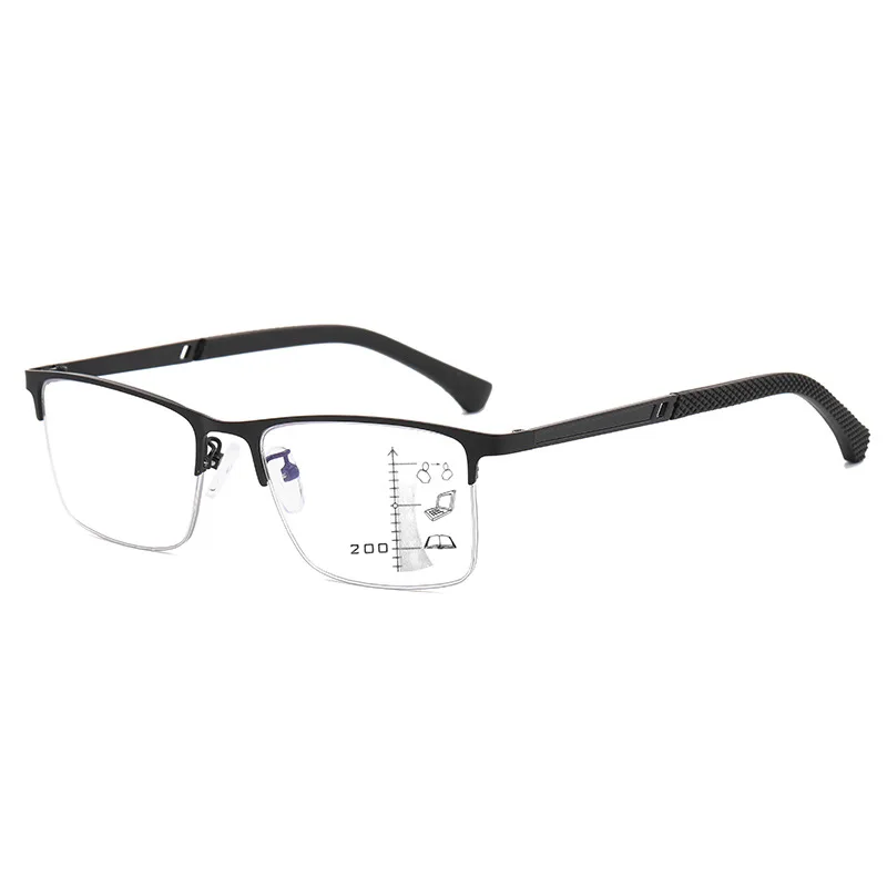 Multifocal Progressive Reading Glasses Office Computer Anti Blue Light Eyeglasses with Presbyopic Lens Eyewears Metal Frame