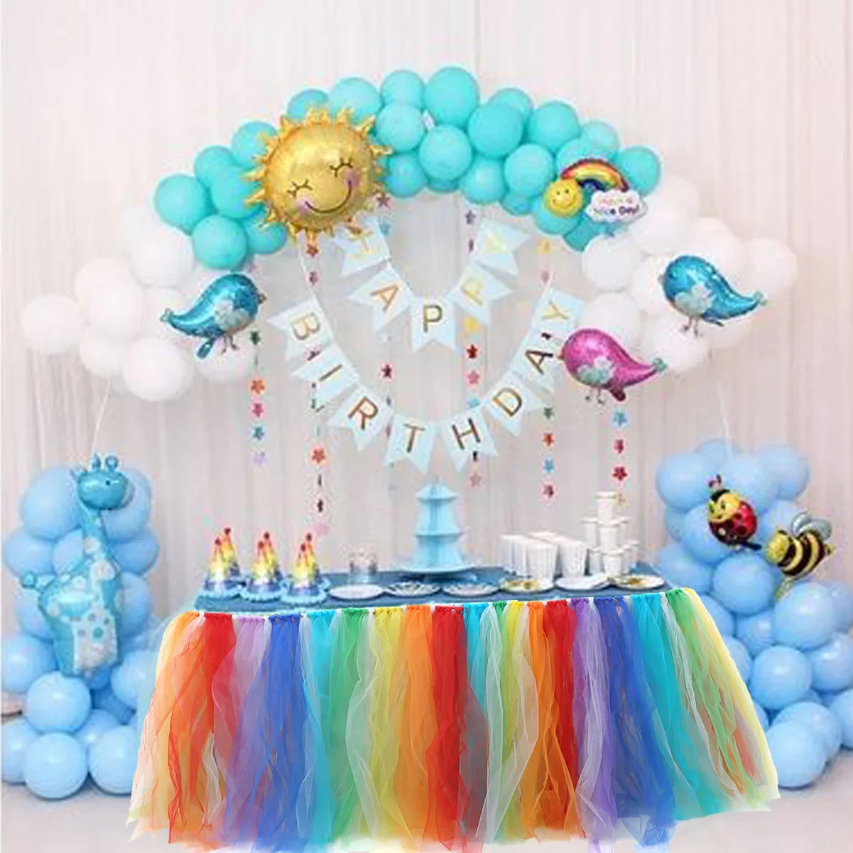 

Birthday Skirts for Tables Table Skirt Tulle Birthday Baby Shower Wed Banquet Party Table Skirting Event Table Decoration