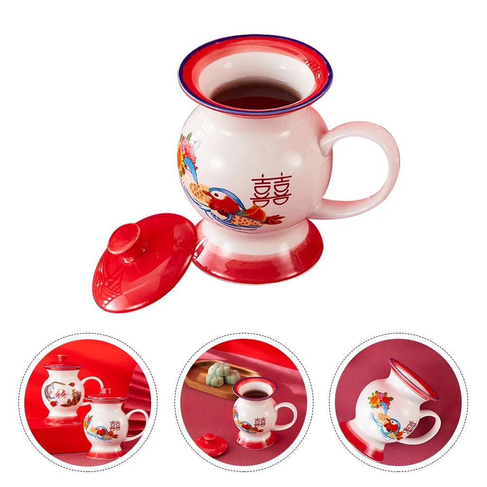 

Ceramic Teacup with Lid Vintage Creative Coffee Mug Handled Beverage Cup for Office Home Drinking Mug Water Cup