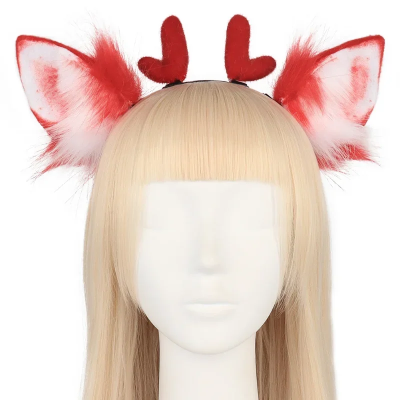 Bandeau de cheveux Elk de Noël pour filles, cerceau de cheveux, coiffure d'oreille de cerf en peluche mignonne, accessoires de cosplay d'Halloween