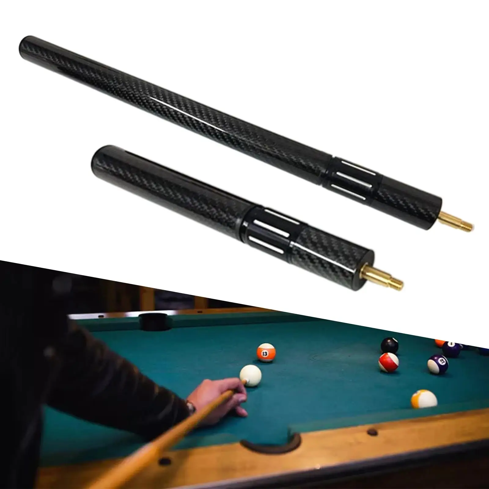 Pool Cue Extension Pool Stick Extension Snooker Carbon Fiber Compact Lengthen Tool Lightweight Billiard Cue Extension