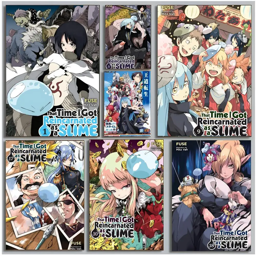 Póster de manga isekai "Esa vez me reencarné como un Slime", arte moderno para pared, impresión para dormitorio o sala de estar, sin marco.