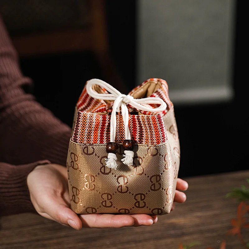 Portable Travel Teaware Storage Bag Simple One Pot Two Cups Drawstring Bags Mini Tea Pet Ornament Jewellery Collection Pouch