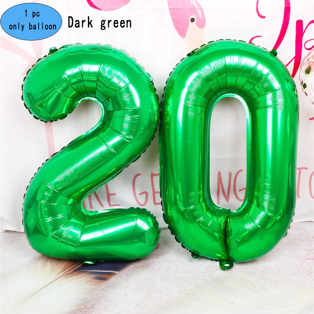 1 pc 32-inch green digital aluminum film balloon, birthday parties, anniversaries, wedding scene decoration self-sealing balloon