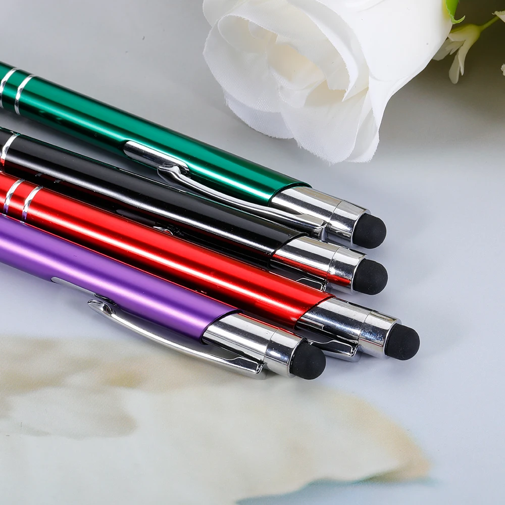 1 pz Hot Custom balloppinta Pen Metal 2-in-1 stilo penna a sfera supporto stampa Logo pubblicità pubblicità all'ingrosso penna personalizzata pubblicità