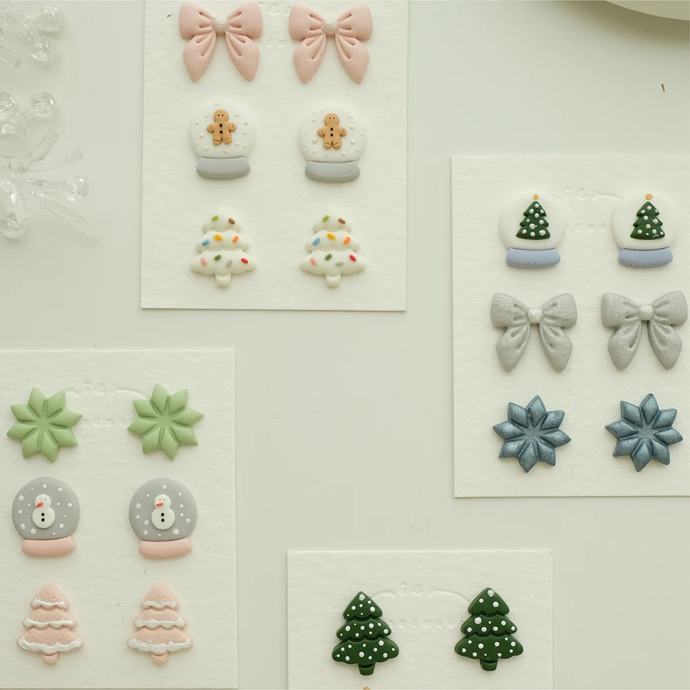 Kerstthema Polymeer Klei Cutter Boom/Ster/Boog/Kristallen Bol Vorm Snijden Sterven Oorbel Sieraden Hanger Maken Mallen Gereedschap