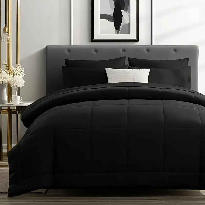 Chadly 5/7 قطع لحاف فاخر متقلب، ألياف دقيقة ناعمة، قابلة للتنفس، سهلة العناية لجميع المواسم، طقم سرير