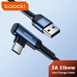 Toocki USB C타입 케이블, 90 도 팔꿈치 휴대폰 와이어, 고속 충전 코드, 아이폰 13, 삼성 S22, 화웨이, 샤오미 아너