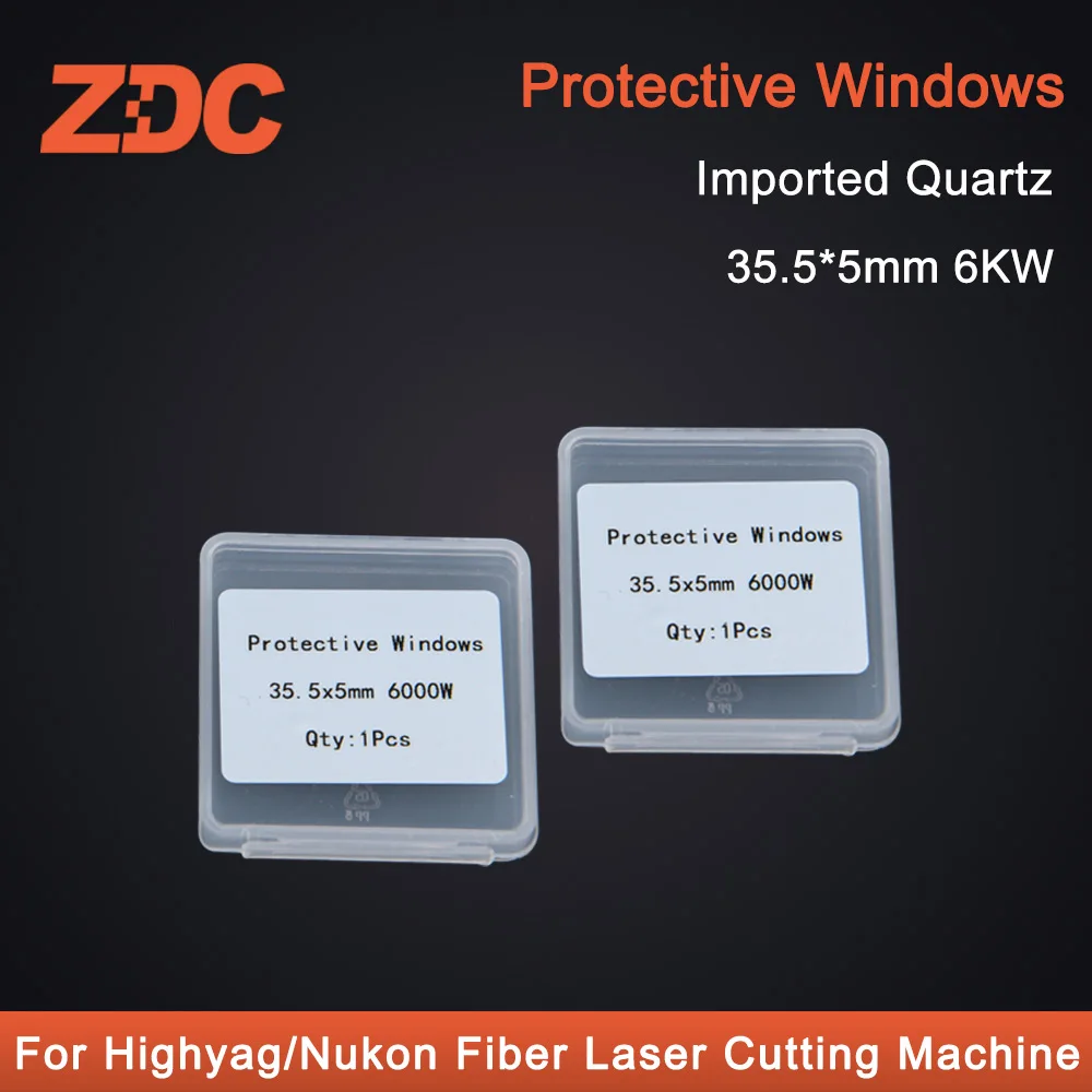 

ZDC 10pcs Fiber Laser Optical Lens Protective Windows Glass 35.5*5mm 6000W For Highyag/Nukon Fiber Laser Cutting Machine