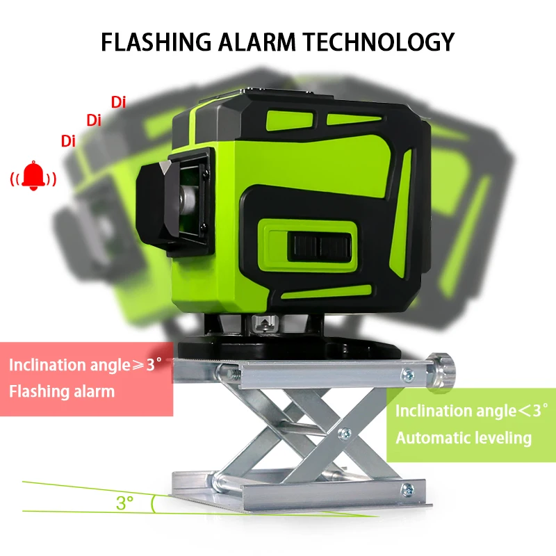 CLUBIONA 12/16 lines Green Beam Cross Laser Level 360 Rotary Self-Leveling Construction Decoration Tools With Remote Control