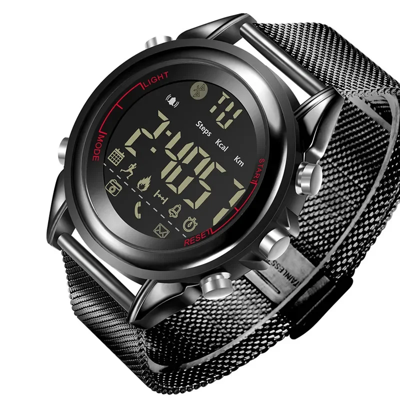 Reloj inteligente ultrafino con pantalla redonda, reloj despertador con Bluetooth, podómetro IOS Andrews, reloj inteligente deportivo de acero noctilucente para exteriores